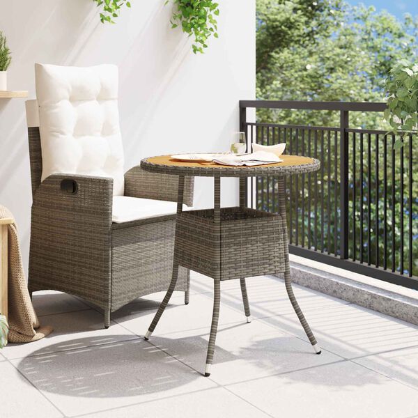 vidaXL Dinner Table Grey and Acacia 70 x 70 x 73 cm Solid Acacia Wood