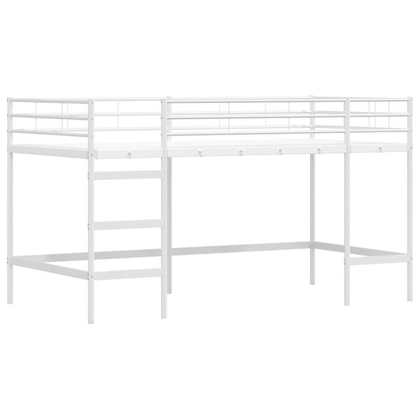 vidaXL Kids'Loft Bed Frame White 90 x 200 cm Steel