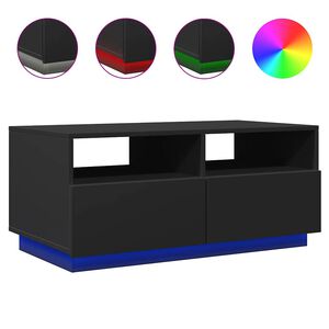vidaXL Coffee Table with LED Lights Black 90x49x40 cm