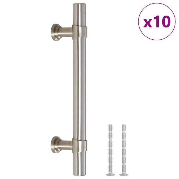 vidaXL Cabinet Handles 10 pcs Silver 96 mm Stainless Steel