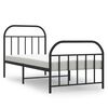 vidaXL Metal Bed Frame without Mattress with Footboard Black 90x200cm