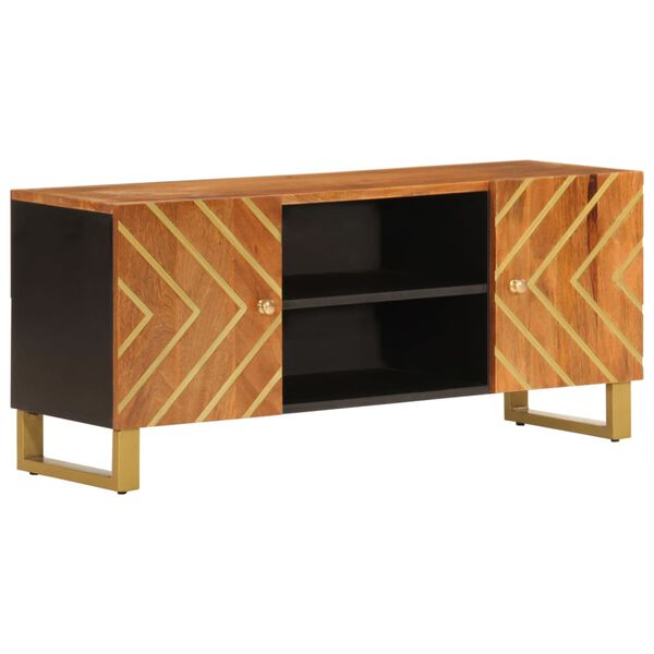 vidaXL TV Cabinet Brown and Black 105x33.5x46 cm Solid Wood Mango