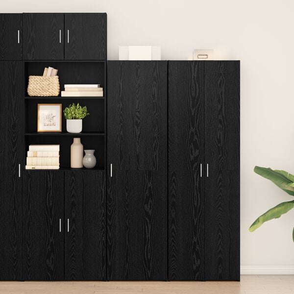 vidaXL Highboard 2 pcs Black Oak 50 x 42.5 x 185 cm