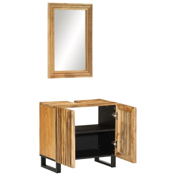 vidaXL 2 Piece Bathroom Furniture Set Solid Wood Rough Mango