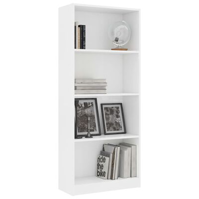 vidaXL 4-Tier Book Cabinet White 60x24x142 cm Engineered Wood