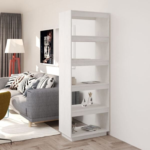 vidaXL Book Cabinet/Room Divider White 60x35x167 cm Solid Pinewood