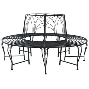 vidaXL Tree Bench 8-Seater &Oslash; 160 x 89 cm Steel Black Round
