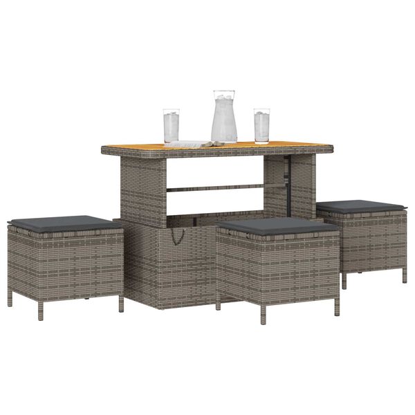 vidaXL Garden Dining Set Grey Poly rattan