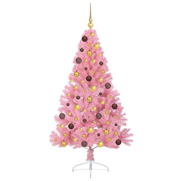 vidaXL Artificial Pre-lit Christmas Tree with 300 LEDs Pink 180 cm PVC