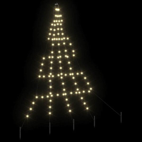 vidaXL LED Christmas Tree with Ground Spikes Warm White 180 cm Metal
