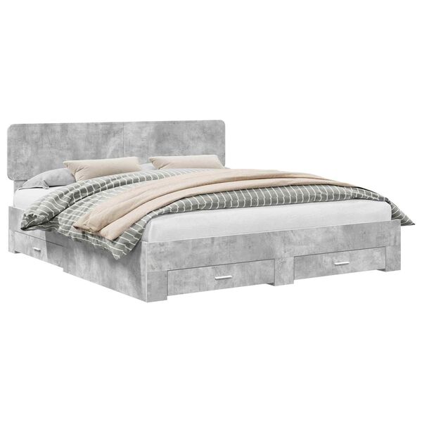 vidaXL Bed Frame Concrete Grey 180 x 200 cm Engineered Wood