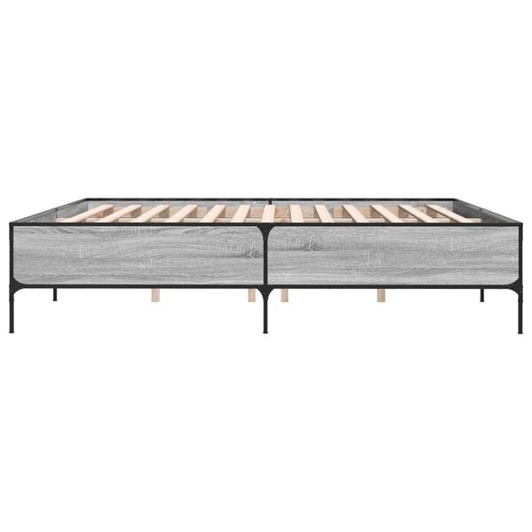 vidaXL Bed Frame without Mattress Grey Sonoma 180x200 cm Super King