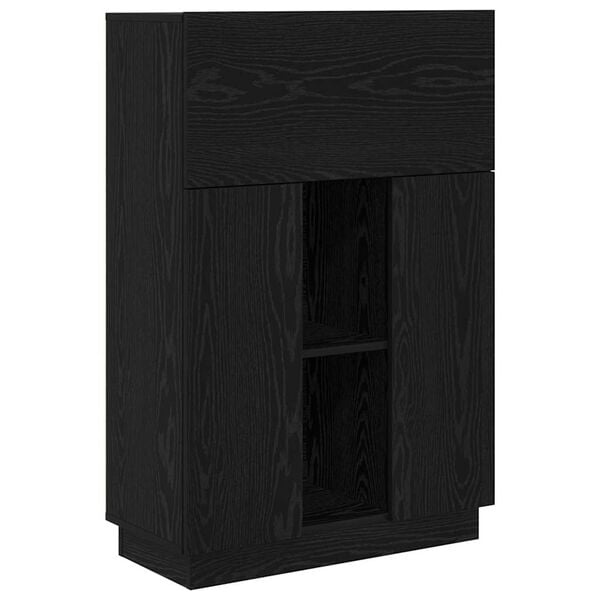 vidaXL Desk with Door Black Oak 71.5 x 31.5 x 106.5 cm Engineered Wood