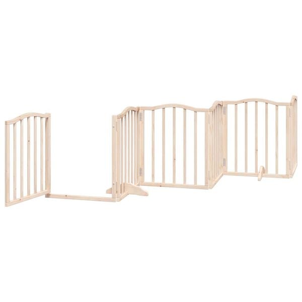 vidaXL Dog Gate with Door Foldable 6 Panels 300 cm Poplar Wood