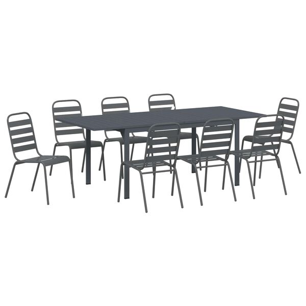 vidaXL Garden Dining Set 9 pcs Anthracite Powder-coated Steel