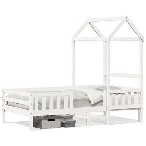 vidaXL Bed Frame with Roof without Mattress White 75x190 cm Small Single