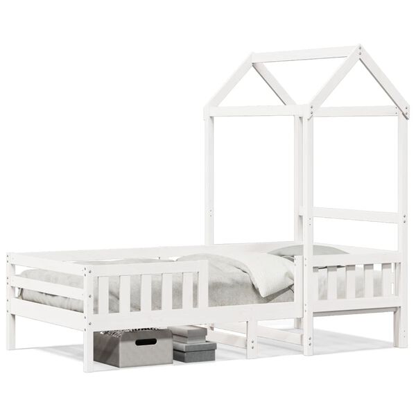 vidaXL Bed Frame with Roof without Mattress White 75x190 cm Small Single