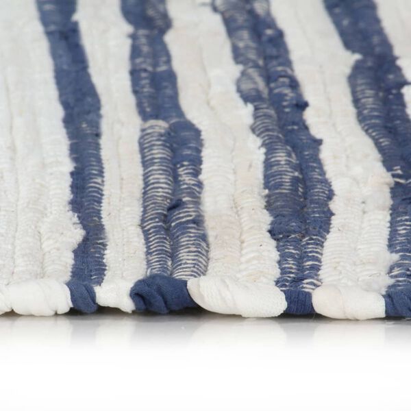 vidaXL Hand-woven Chindi Rug Cotton 160x230 cm Blue and White