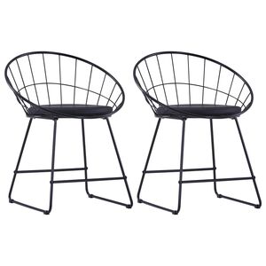 vidaXL Dining Chair | Set of 2 | Black | Powder-coated steel and faux leather
