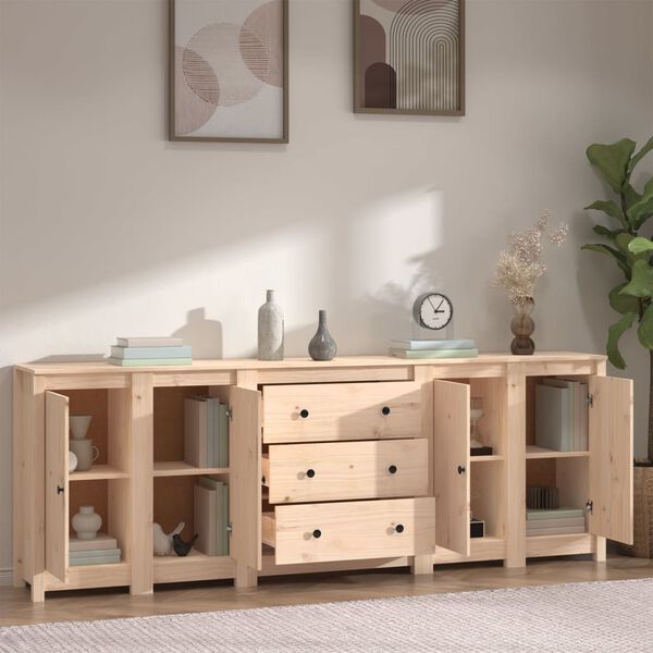vidaXL Sideboard 230x35x80 cm Solid Wood Pine