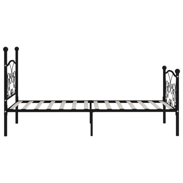 vidaXL Bed Frame without Mattress with Slatted Base Black Metal 90x200 cm