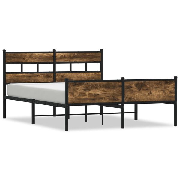 vidaXL Bed Frame without Mattress Smoked Oak 140x200 cm Engineered Wood