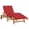 vidaXL Sun Lounger Reclining Red 200 x 67 x 84cm Solid Acacia wood