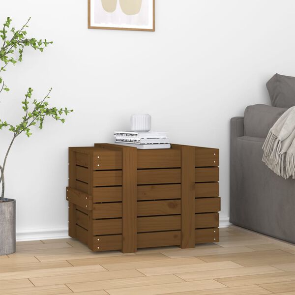 vidaXL Storage Box Honey Brown 58x40.5x42 cm Solid Wood Pine