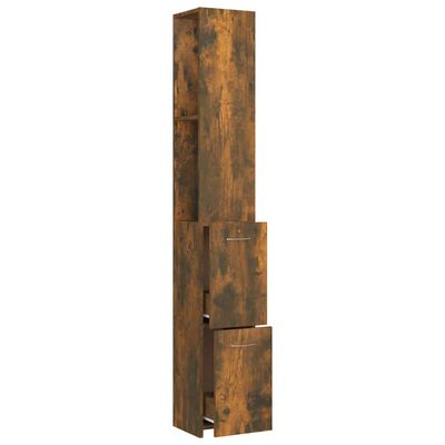 vidaXL Bathroom Cabinet Smoked Oak 25x26.5x170 cm Engineered Wood