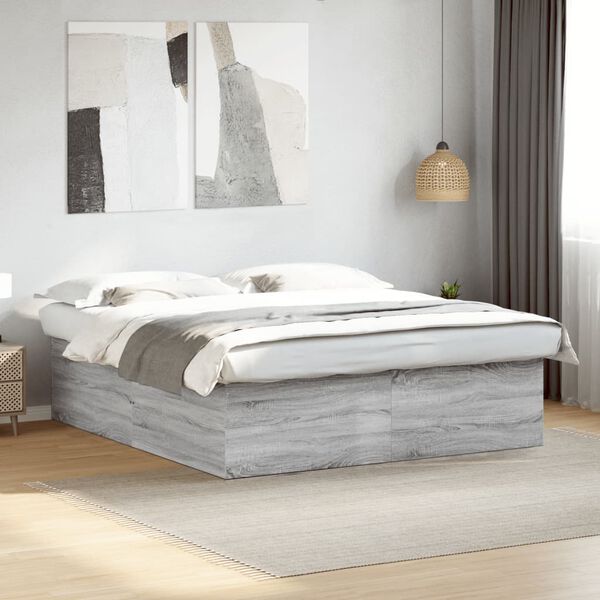vidaXL Bed Frame without Mattress Grey Sonoma 200x200 cm