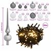 vidaXL 120 Piece Christmas Ball Set with Peak and 300 LEDs White&Gey