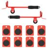 vidaXL Furniture Rollers 8 pcs with Lifters Red 9,8x7,5x3 cm 150 kg