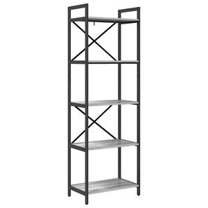 vidaXL Bookshelf 5-Tier 56 x 34 x 171 cm Engineered Wood Grey Sonoma