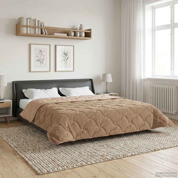 vidaXL Summer Duvet Taupe 220 x 260 cm Microfiber and Teddy fleece