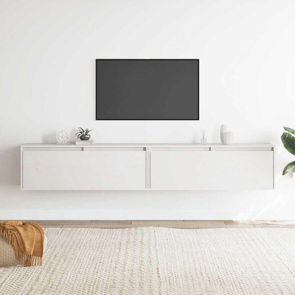 vidaXL Wall Cabinets 2 pcs White 100x30x35 cm Solid Wood Pine