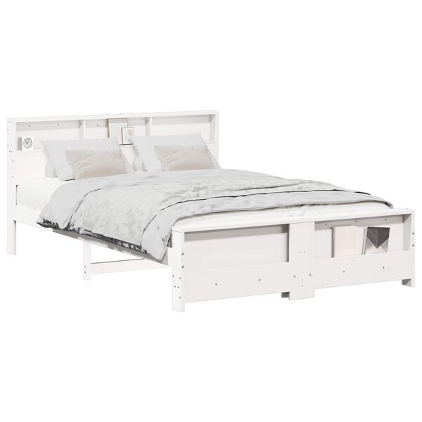 vidaXL Bed Frame with Headboard White 150 x 200 cm Engineered Wood