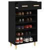 vidaXL Shoe Cabinet Plain Black Oak 60 x 35 x 105 cm Engineered Wood