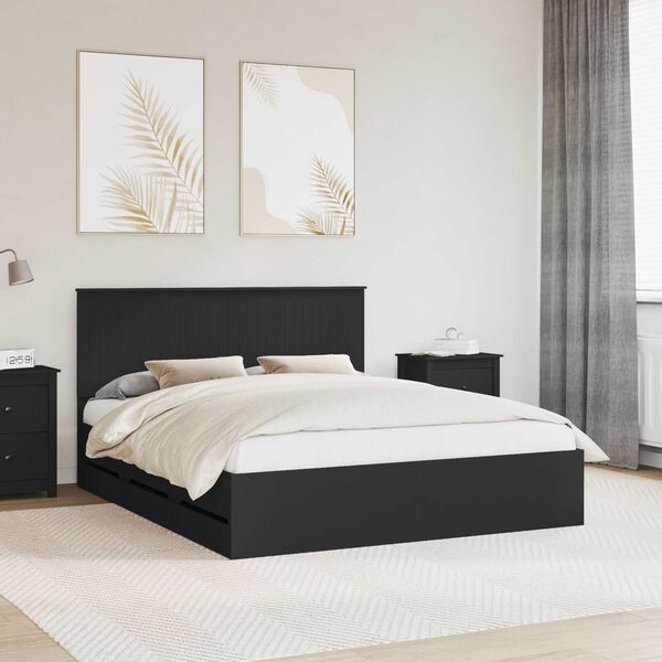 vidaXL Bed Frame with Headboard Black 160 x 200 cm Engineer Wood