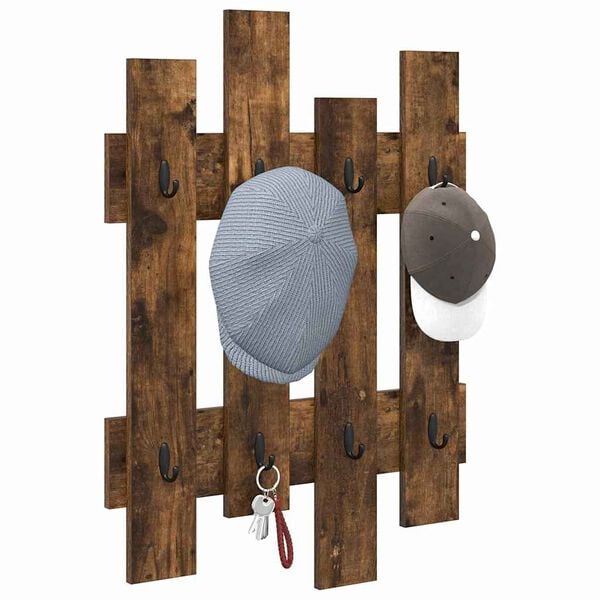 vidaXL Wall-Mounted Coat Rack Wall-mounted Smoked Oak 60 x 3 x 82 cm