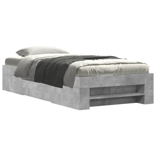 vidaXL Bed Frame without Mattress Concrete Grey 90x190cm Engineered Wood