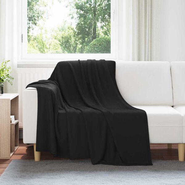 vidaXL Throw Blanket Black 200 x 150 cm Fleece