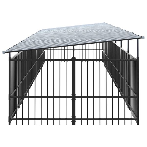 vidaXL Outdoor Dog Kennel with Roof Steel 13.14 m&sup2;