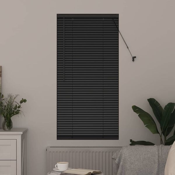 vidaXL Window Blind with Curtains Manual Black Aluminium