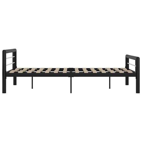 vidaXL Bed Frame without Mattress Black and White Metal 140x200 cm