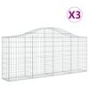 vidaXL Arched Gabion Baskets 3 pcs 200x30x80/100 cm Galvanised Iron