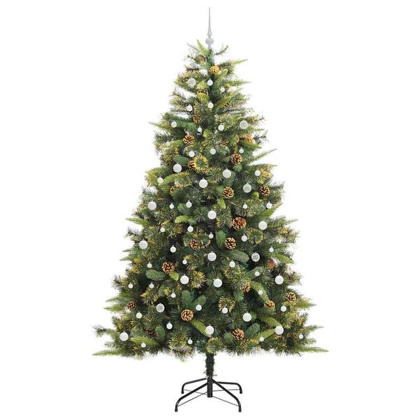 vidaXL Artificial Hinged Christmas Tree with Cones Green 240 cm