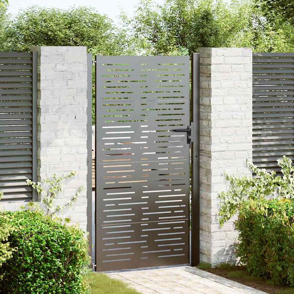 vidaXL Garden Gate with Lock Black 85 x 205 cm Powder-Coated Steel
