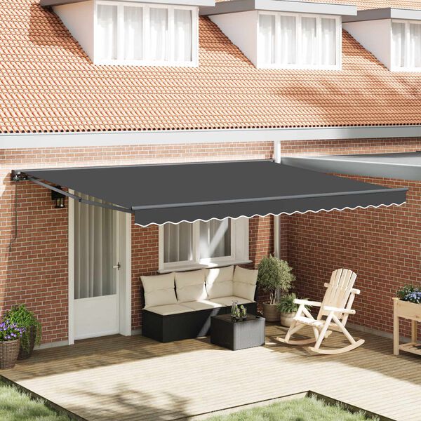 vidaXL Awning Frame Anthracite 450 x 300 cm Polyester with PU coating