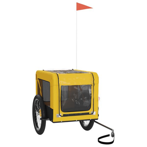 vidaXL Pet Bike Trailer Yellow and Black Oxford Fabric&Iron