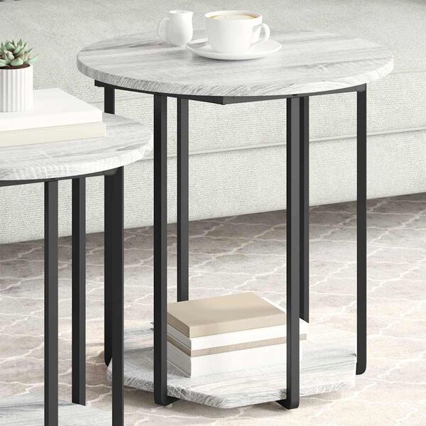 vidaXL Side Table Set with Shelf 2 pcs Grey
